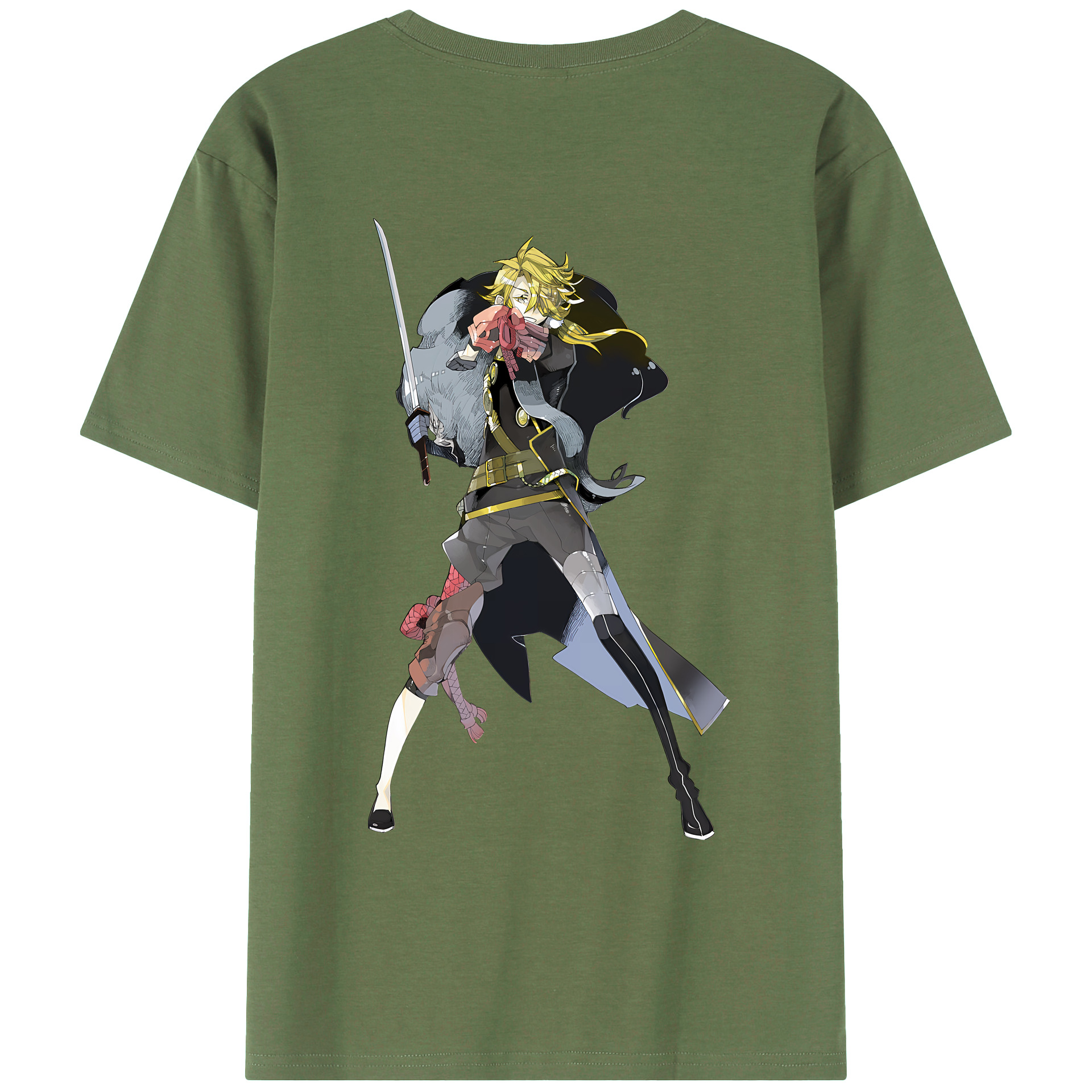 （画像用） 刀剣乱舞 Touken Ranbu 綿100％ メンズ半袖Tシャツ（バックプリント） 通気性